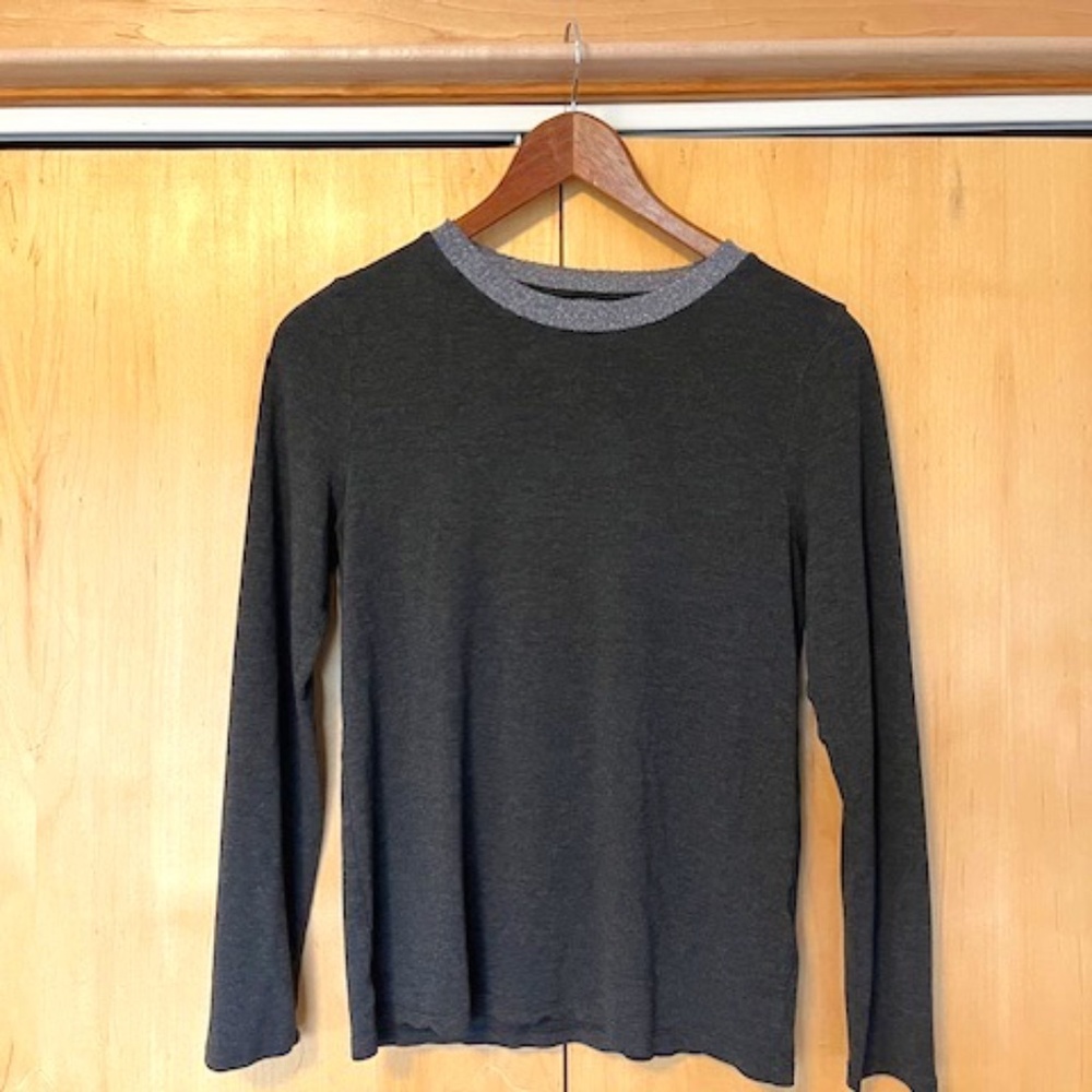 Banana Republic Glitter/ Sparkle neckline casual Grey top, long sleeve